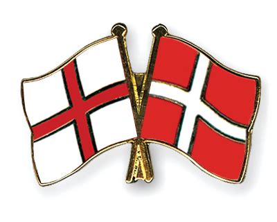 Crossed Flag Pins England-Denmark Flags