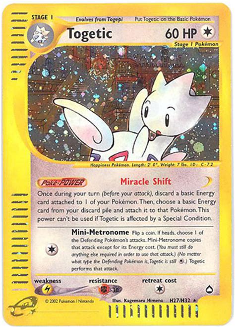 Pokemon Card Aquapolis H H Togetic Holo Foil