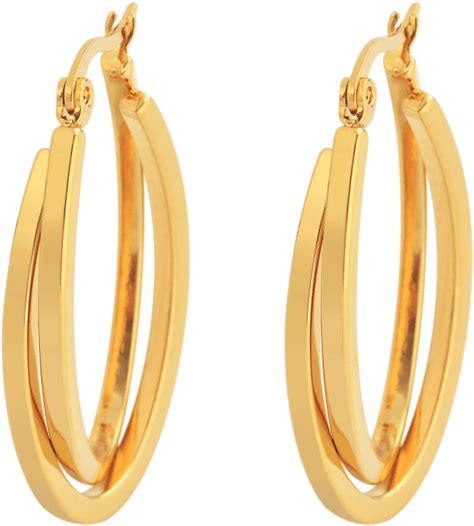 18k Gold Plated Oval Hoop Earrings Earrings Clipart Large Size Png