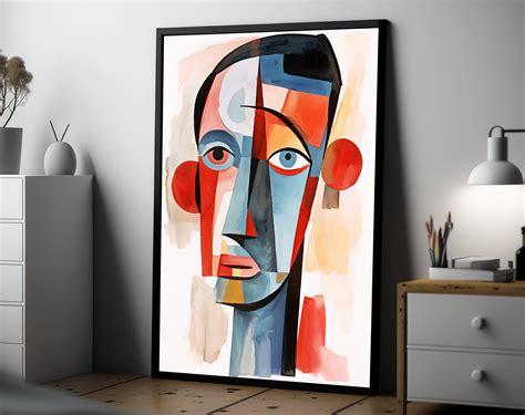 Pablo Picasso Abstract Face Art Print Aquarell Painting, Neutral Tone ...