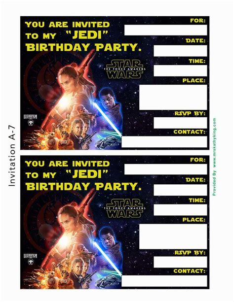 Star Wars Birthday Invitation Template - Cards Design Templates