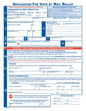 Fillable Online Application For Vote By Mail Ballot Gloucester County