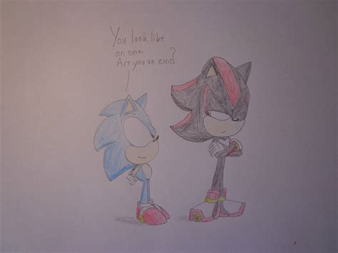 Classic Sonic Meets Shadow By Ravingjur1087 On Deviantart