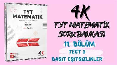 4K TYT Matematik Soru Bankası Basit Eşitsizlikler Test 3 YouTube