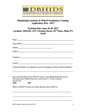 Fillable Online Chester County Wrap Facilitator Training Dbhids Fax