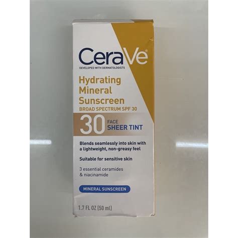 Cerave Hydrating Mineral Sunscreen Broad Spectrum Spf 30 Face Sheer