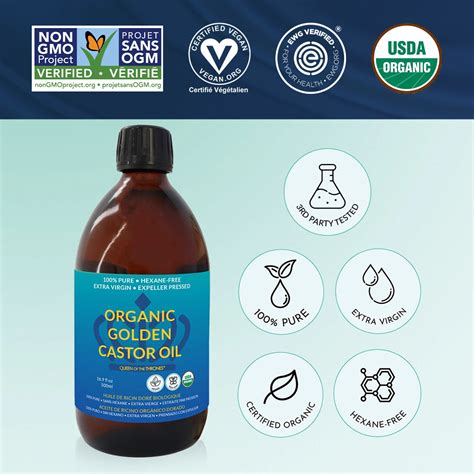 Organic Golden Castor Oil 16 9oz 100 Pure Hexane Free Extra Virgin