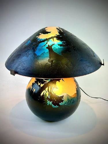 Muller Frères Lunéville Lampe Champignon Paysage Vosgien XXe siècle