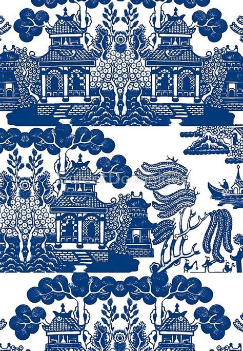 Beautiful Blue Chinoiserie Pattern Reminiscent Of The Blue And White