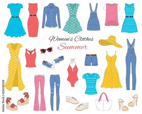 Women Clothes Collection Vector Sketch Illustration Stock Vector