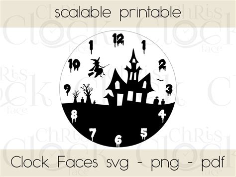 Halloween Clock Face Svg Png Pdf Etsy