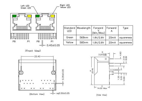 Hr971202a 1x2 Port Tab Up Rj45 Connector With Leds For 10 100 Base Tx Application