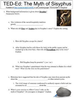 Ted Ed Worksheet The Myth Of Sisyphus By Danis Marandis Tpt