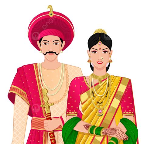 Marathi Couple Standing With Peshwa Look For Indian Wedding Indian