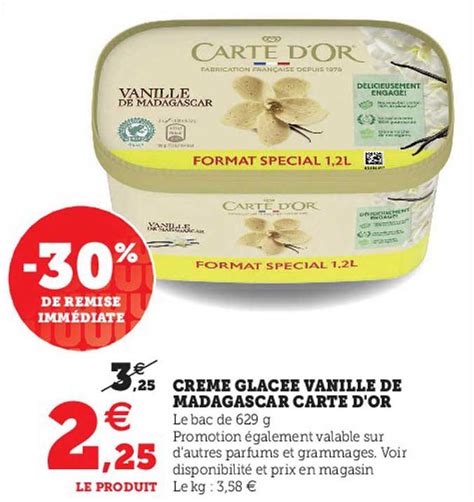 Promo Crème Glacée Vanille De Madagascar Carte D or chez Super U