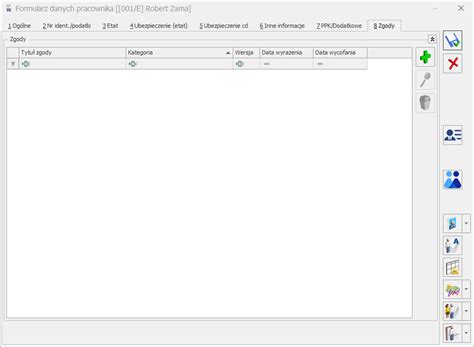 Formularz Danych Pracownika Zak Adka Zgody Baza Wiedzy Programu