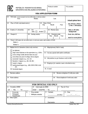 Fillable Online Brazil Visa Application Form Consular Assistance Inc