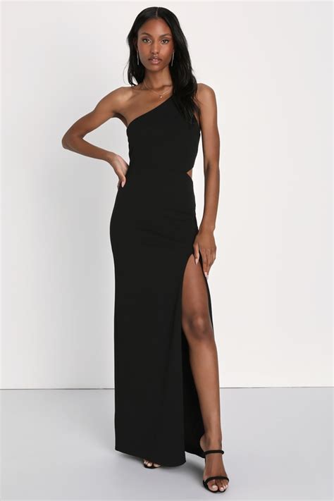 Black Maxi Dress Black One Shoulder Dress Cutout Maxi Dress Lulus