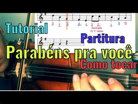 Parabéns pra você Como tocar no violino tutorial partitura para