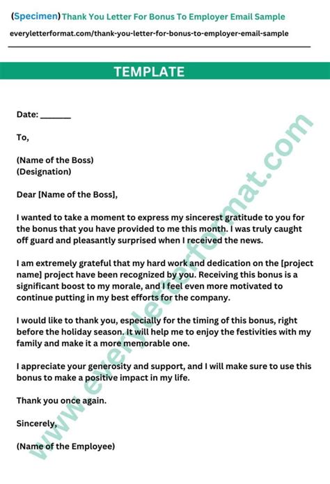 Thank You Letter For Bonus To Employer Email Sample