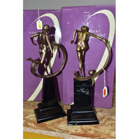 Two Boxed Coalport Collectables Art Deco Series Bronzed Resin Figures