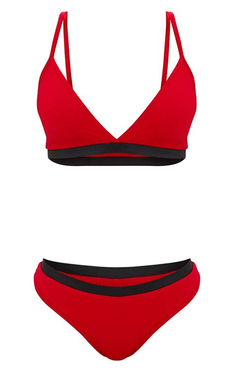 Basic Red Jersey Bra And Knicker Set Lingerie Prettylittlething