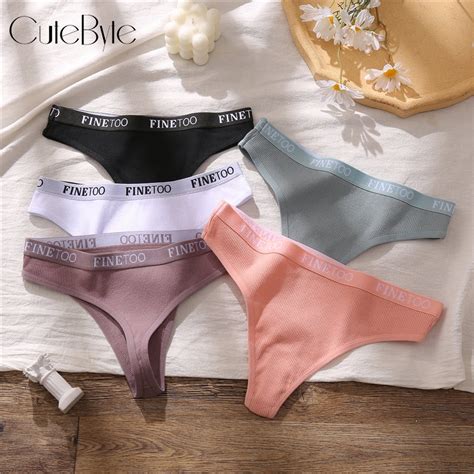 Cute Byte M XL Women S Cotton Thong Female Underpant Letter Waist