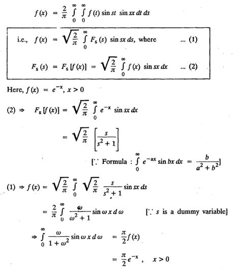 Statement Of Fourier Integral Theorem Sine And Cosine Solved