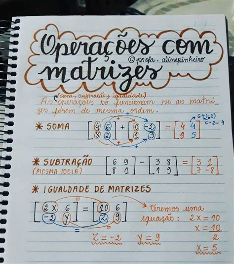 Opera Es Matrizes Planejador De Estudo Aulas De Matem Tica