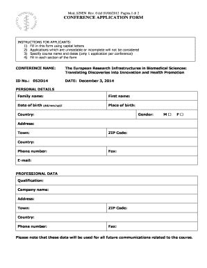 Conference Application Form Fill Online Printable Fillable Blank