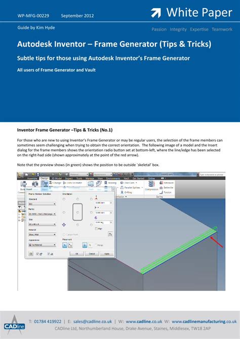 PDF Autodesk Inventor Frame Generator Tips Tricks PDF