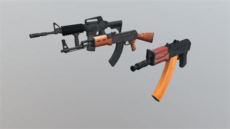 Low Poly Game Ready D Rifles Pack Buy Royalty Free D Model By