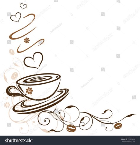 Filigree Coffee Cup Border Hearts Coffee Stock Vector Royalty Free