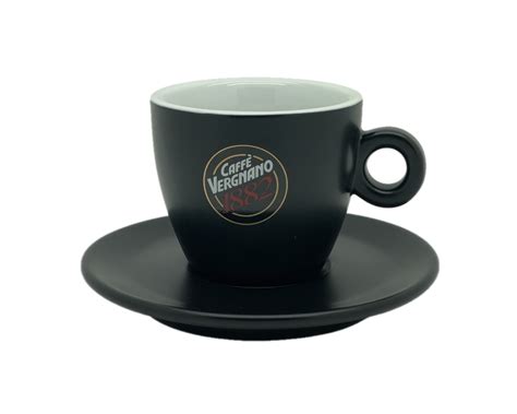 Cappuccino Tasse Mit Vergnano 1882 Logo Mattschwarz