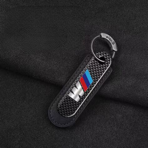 Real Carbon Fibre Car Keychain Leather Keyring Key Chain Key Ring Gift