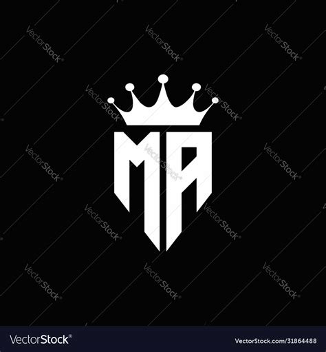 Ma Logo Monogram Emblem Style With Crown Shape Vector Image