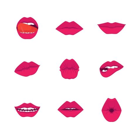 Cartoon Sexy Woman Mouth Icon Set Vector Stock Vector Image By