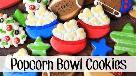 How To Make Popcorn Bowl Decorated Sugar Cookies With Royal Icing Youtube