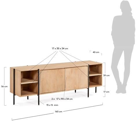 Szafka RTV Drewniana Nogi Metalowe 160cm Kave Home Meble Sklep