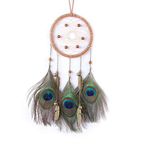 Hanging Dream Catcher Ornament Fashionable Handmade Peacock Feather ...