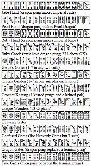 Printable Mahjong Hands