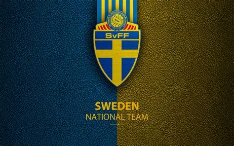 Download Wallpapers Sweden Football Team 4k Leather Texture Emblem