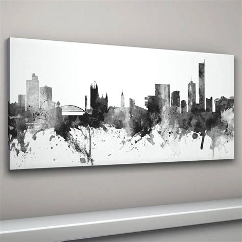 Manchester Skyline Cityscape Black And White By ArtPause Posters Art