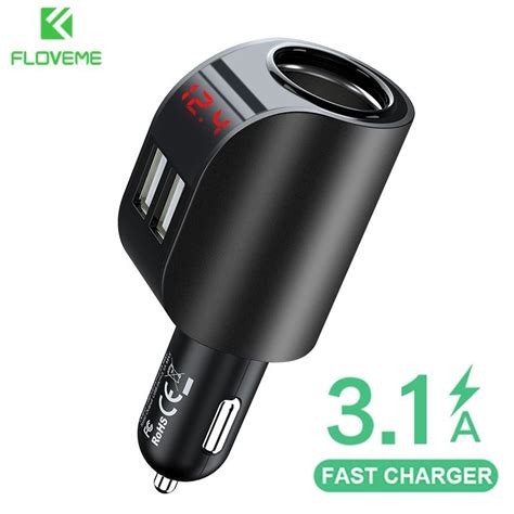 FLOVEME Car Charger Cigarette Lighter Adapter 5V 3 1A Dual USB Car