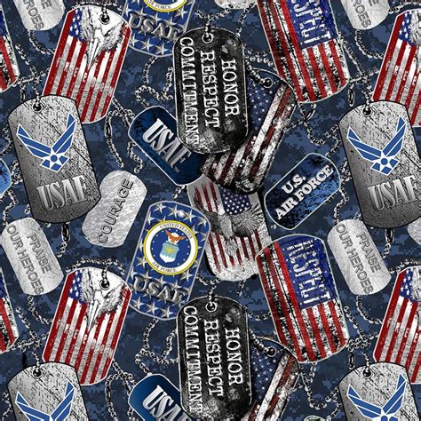 Military Dogtags Air Force Fabric Military Fabric Sykel 1254 Af