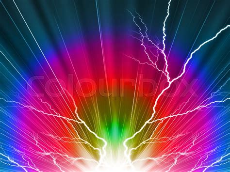 Electric Flash Of Lightning On A Red Stock Image Colourbox