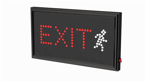 Exit Red LED Light Display ON Model - TurboSquid 2112262