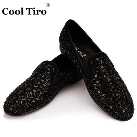 Cool Tiro Black Diamonds Strass Loafers Men Moccasins Smokingslippers