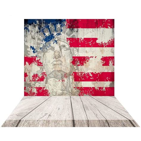 Allenjoy Statue Of Liberty Independence Day Backdrop With Wooden Floor