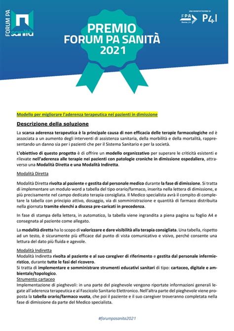 Premio Forum Pa Sanita Template Word Pdf